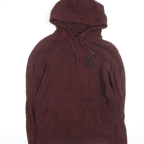 River Island Men Brown Pullover Hoodie Size S Logo Fleece Cotton