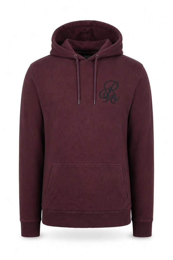 Front view of River Island Men Brown Pullover Hoodie, size S, Logo Fleece Cotton