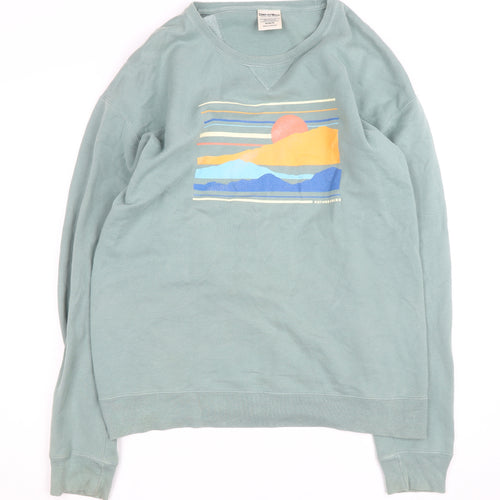 ComfortWash Mens Green Medium Pullover Sweatshirt Graphic Print