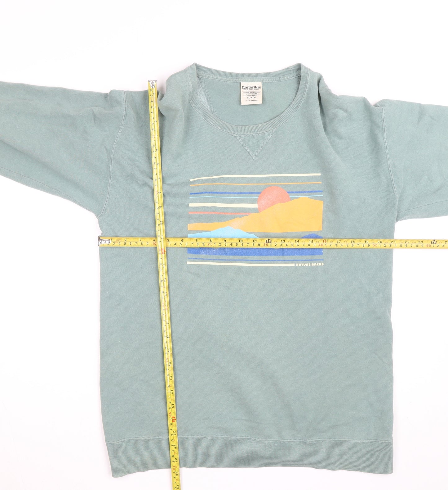 ComfortWash Mens Green Medium Pullover Sweatshirt Graphic Print