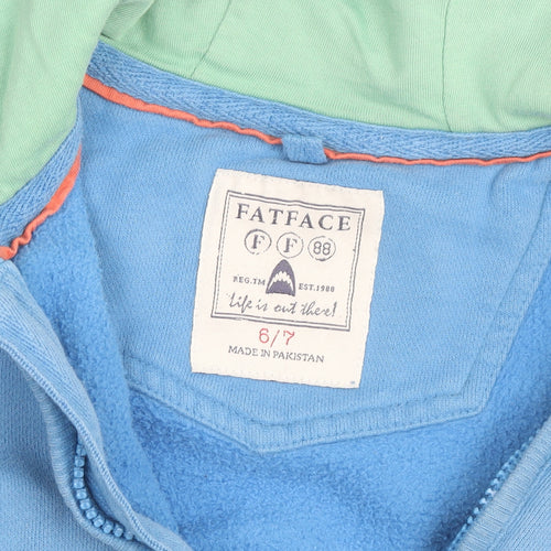 FatFace Boys Blue Shark Print Full Zip Hoodie Size 6-7 Years