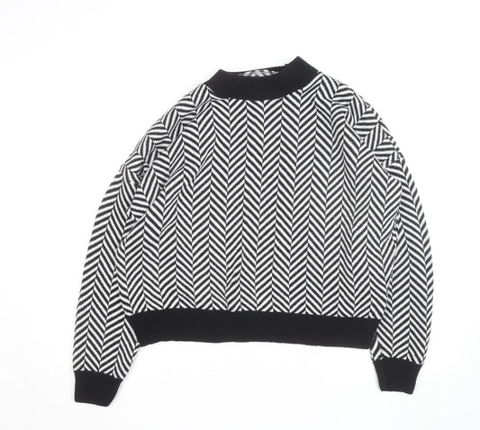 In The Style Women's Black & White Chevron Knit Jumper Size 12