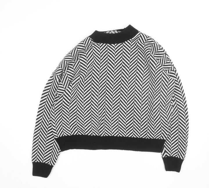 In The Style Women's Black & White Chevron Knit Jumper Size 12
