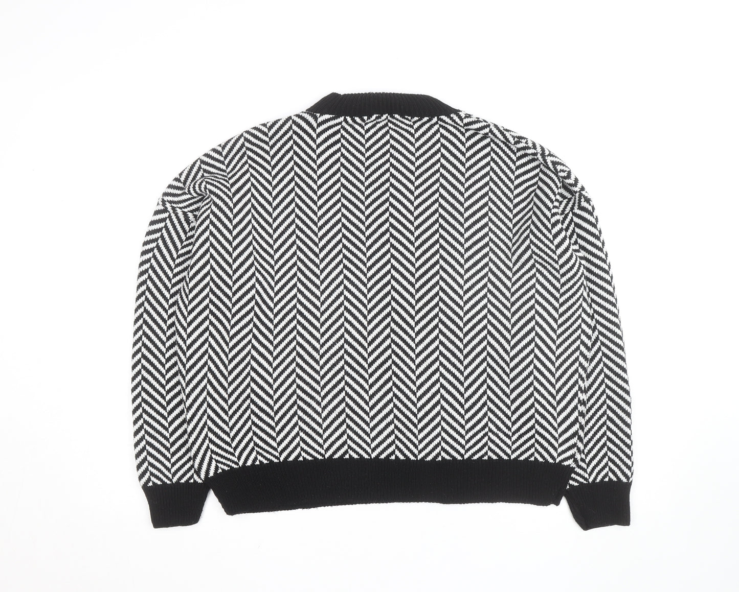 In The Style Women's Black & White Chevron Knit Jumper Size 12