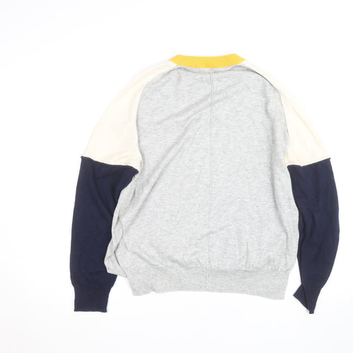 French Connection Women's Grey Colour Block Crew Neck Jumper Size L