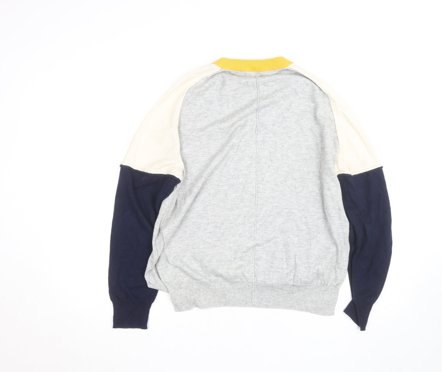 French Connection Women's Grey Colour Block Crew Neck Jumper Size L