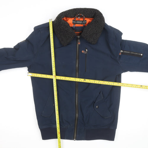 Superdry Men's Blue Bomber Jacket M Lined Fleece Collar