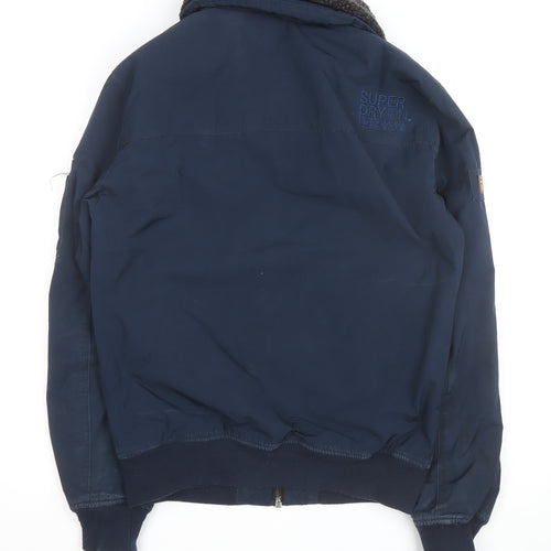Superdry Men's Blue Bomber Jacket M Lined Fleece Collar