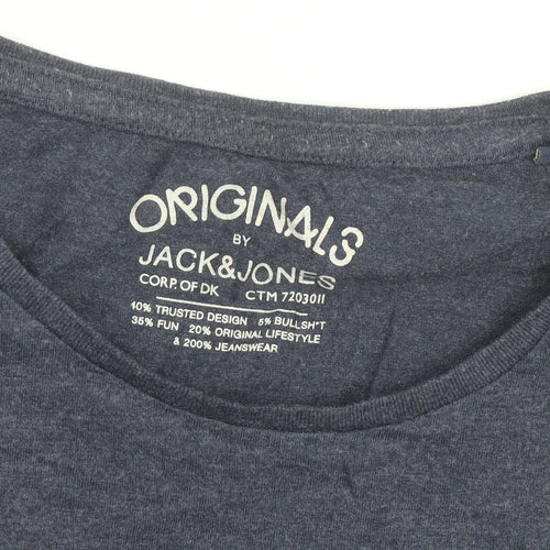 Jack & Jones Men’s Blue Graphic Print Crew Neck T-Shirt Size M