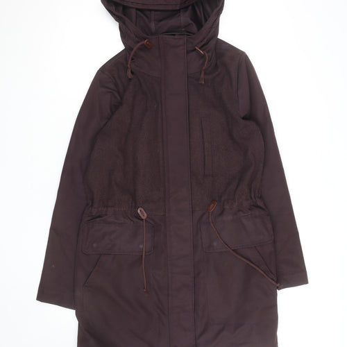 GAP Women’s Brown Hooded Parka Coat Size M Long Lined Jacket