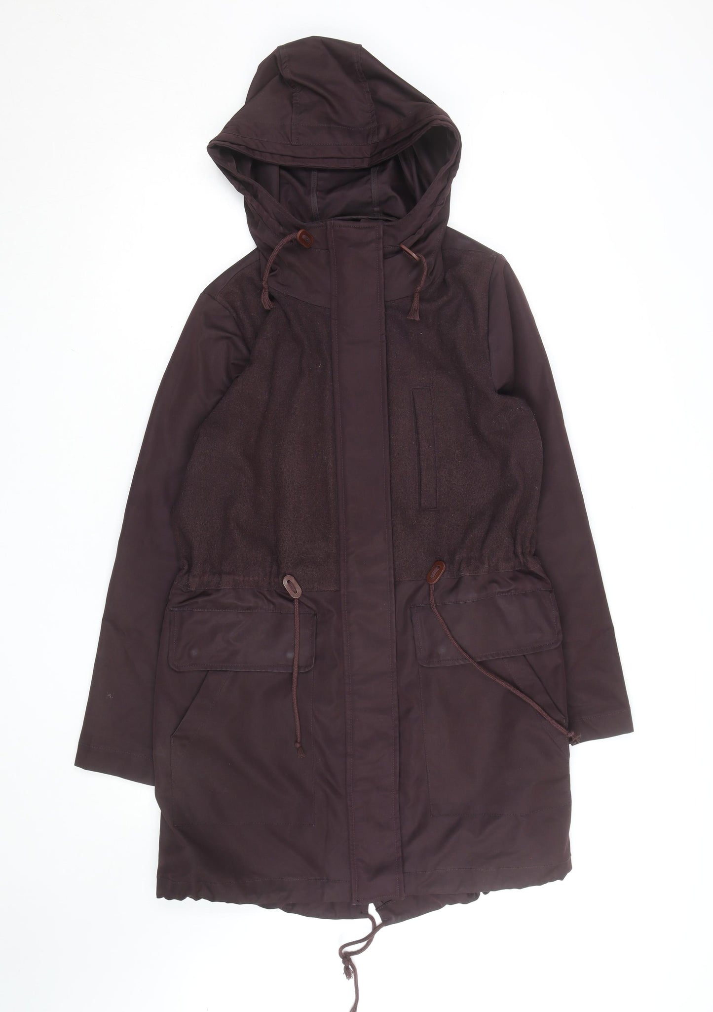 GAP Women’s Brown Hooded Parka Coat Size M Long Lined Jacket