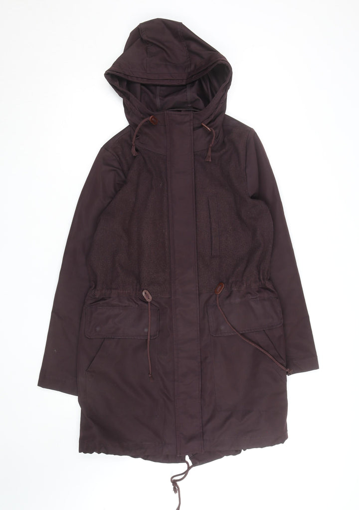 GAP Women’s Brown Hooded Parka Coat Size M Long Lined Jacket