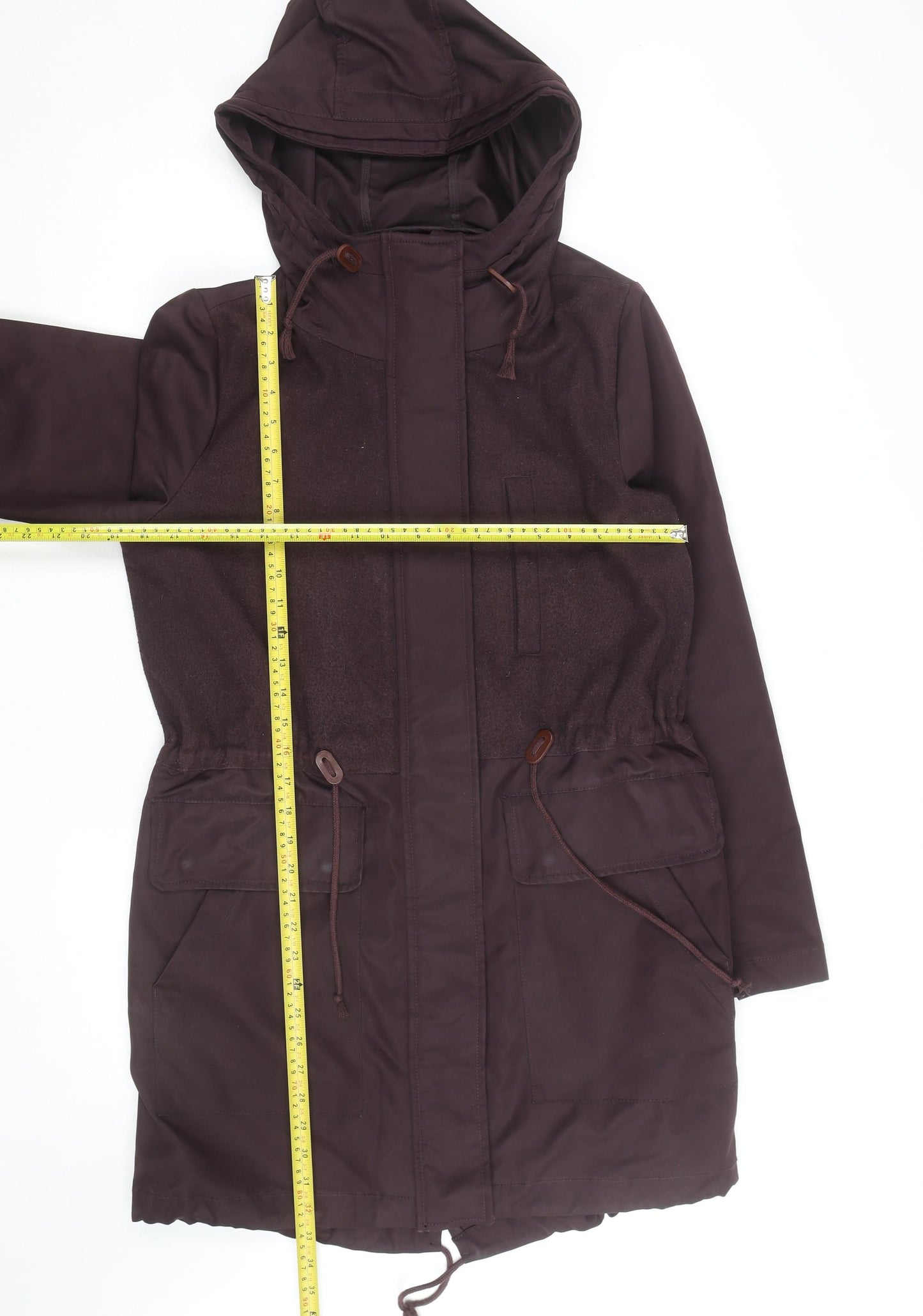 GAP Women’s Brown Hooded Parka Coat Size M Long Lined Jacket