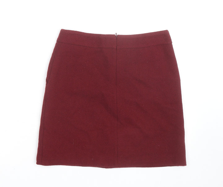 Jigsaw Women Red Wool Short Pencil Skirt Size 8