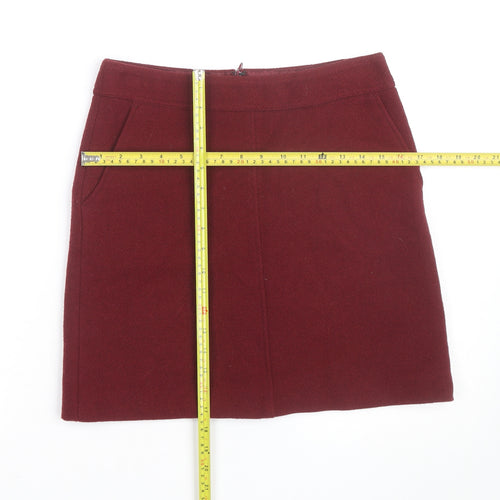 Jigsaw Women Red Wool Short Pencil Skirt Size 8