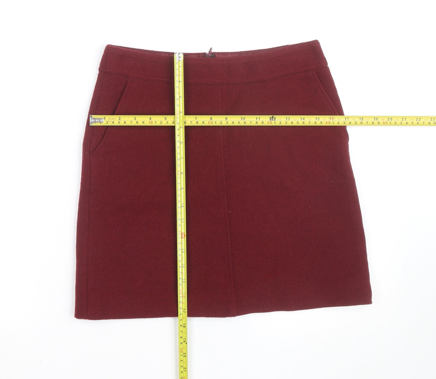 Jigsaw Women Red Wool Short Pencil Skirt Size 8
