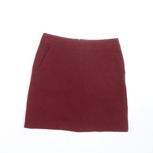 Jigsaw Women Red Wool Short Pencil Skirt Size 8