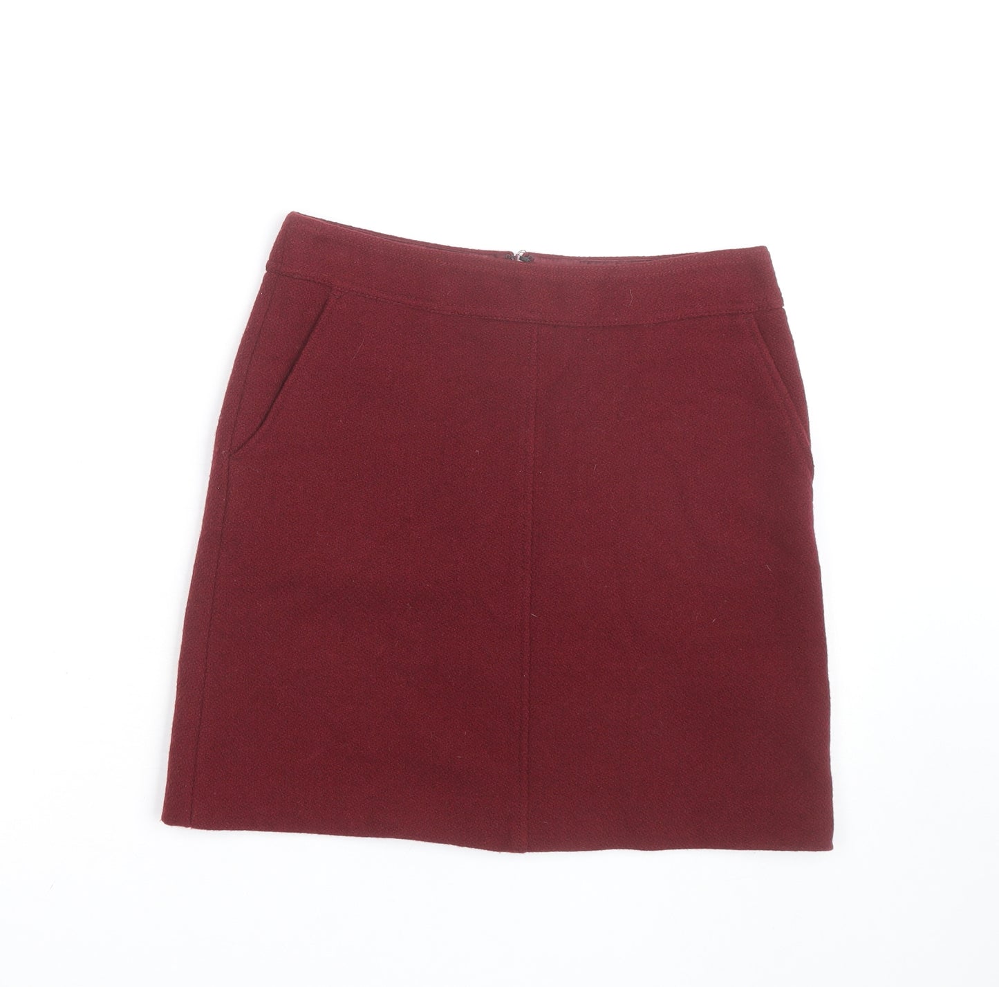 Jigsaw Women Red Wool Short Pencil Skirt Size 8