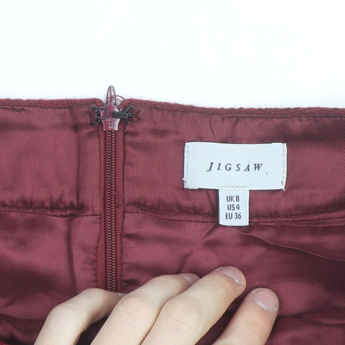Jigsaw Women Red Wool Short Pencil Skirt Size 8