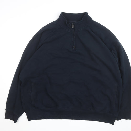 Marks and Spencer Men's Blue 4XL Half Zip Fleece Jumper