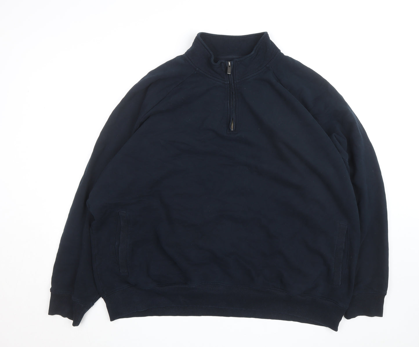 Marks and Spencer Men's Blue 4XL Half Zip Fleece Jumper