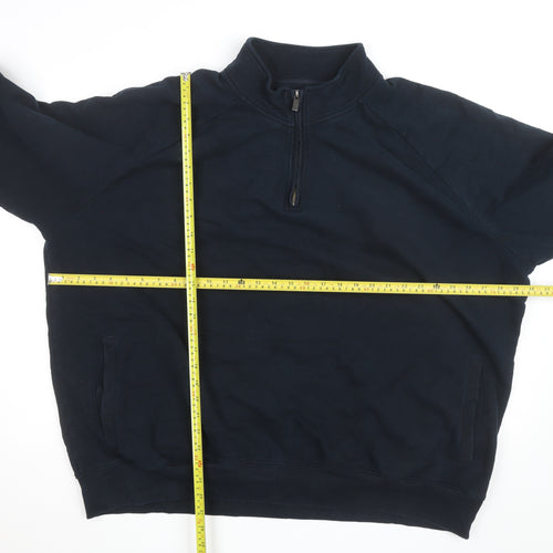 Marks and Spencer Men's Blue 4XL Half Zip Fleece Jumper