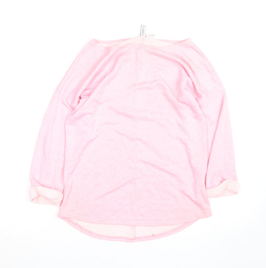 H&M Women’s Pink Boat Neck Long Sleeve Relaxed Pullover Jumper XS