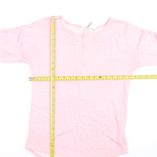 H&M Women’s Pink Boat Neck Long Sleeve Relaxed Pullover Jumper XS