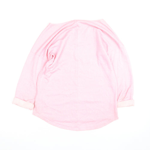 H&M Women’s Pink Boat Neck Long Sleeve Relaxed Pullover Jumper XS