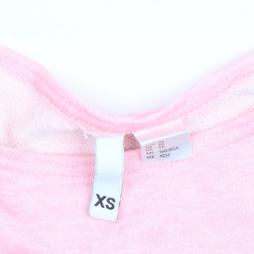 H&M Women’s Pink Boat Neck Long Sleeve Relaxed Pullover Jumper XS