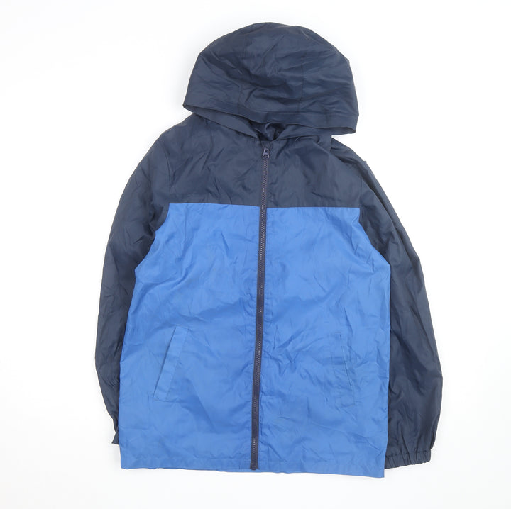 Nutmeg Boys Blue Hooded Windbreaker Jacket 13-14 Years Lightweight Zip Coat