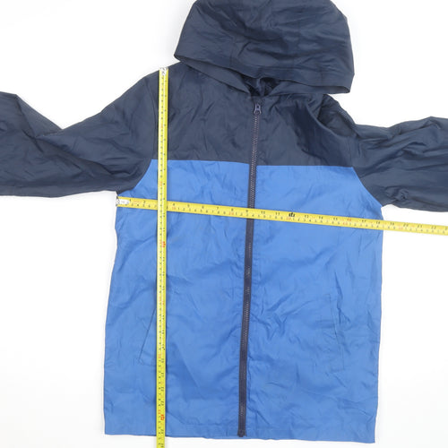 Nutmeg Boys Blue Hooded Windbreaker Jacket 13-14 Years Lightweight Zip Coat