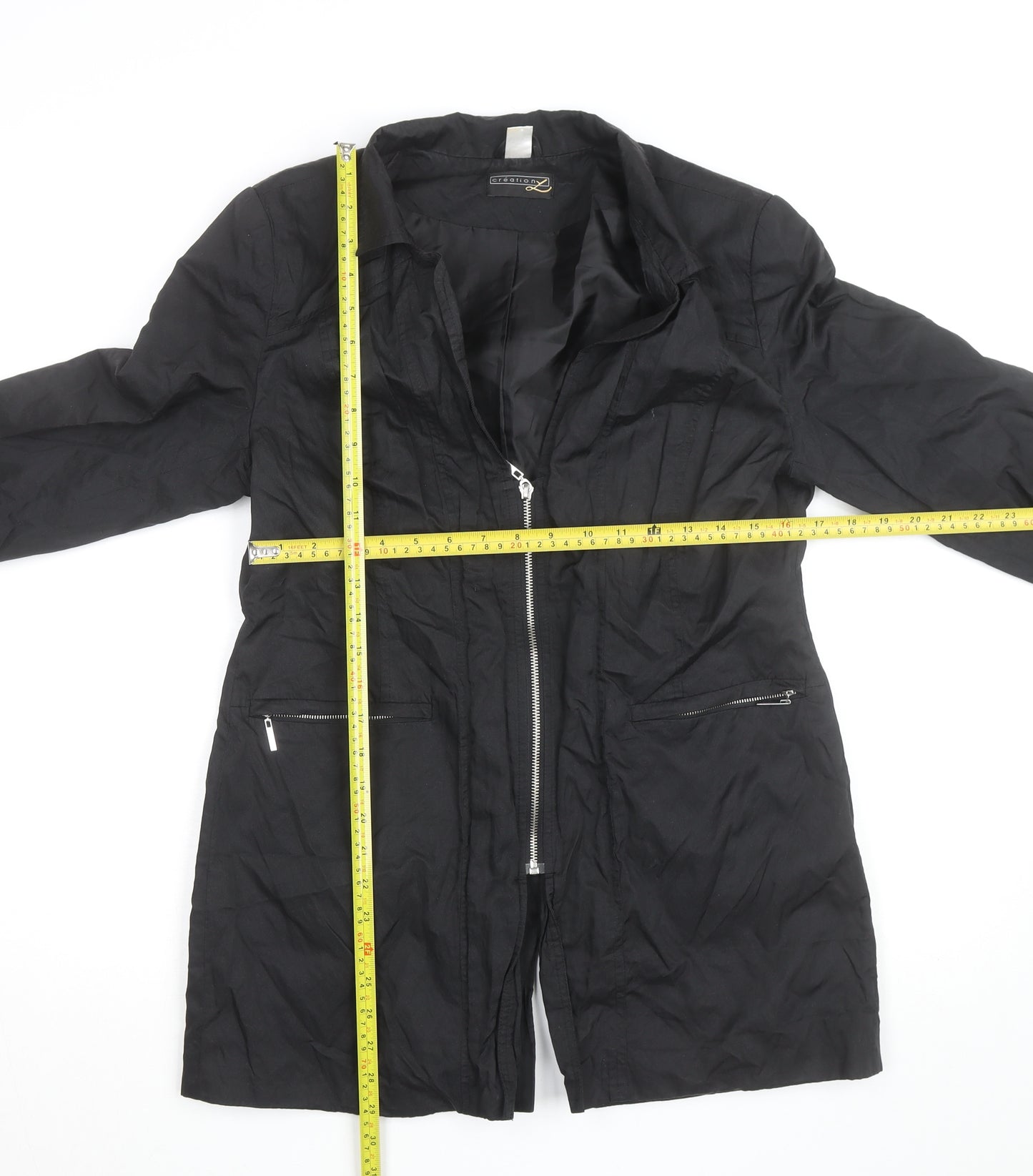 Creation L Women's Black Long Trench Coat Size 14