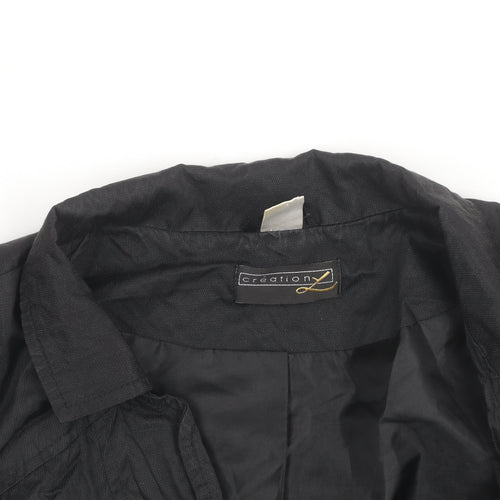 Creation L Women's Black Long Trench Coat Size 14