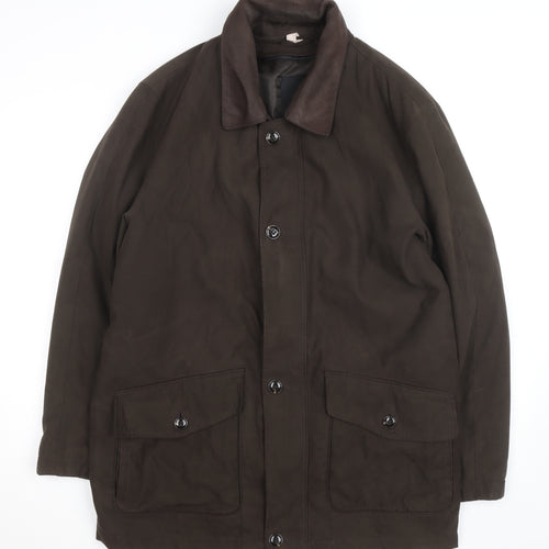 Jupiter Men's Brown Mid-Length Cotton Leather Overcoat Size 50