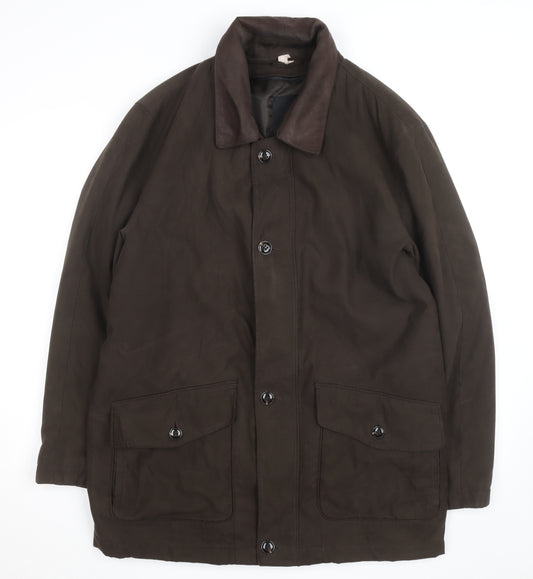 Jupiter Men's Brown Mid-Length Cotton Leather Overcoat Size 50
