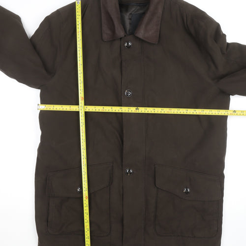 Jupiter Men's Brown Mid-Length Cotton Leather Overcoat Size 50