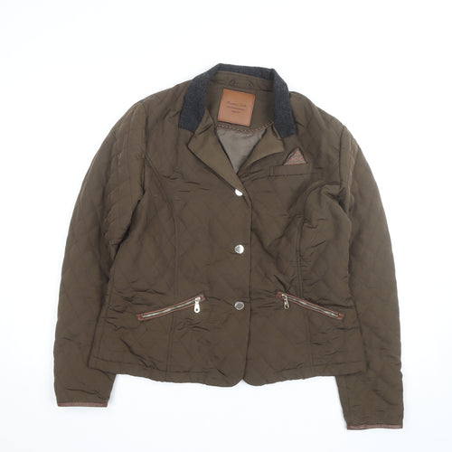 Massimo Dutti Women's Brown Quilted Short Jacket Size M
