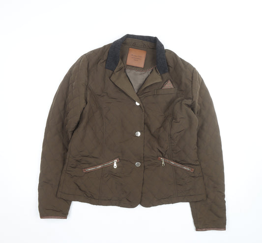 Massimo Dutti Women's Brown Quilted Short Jacket Size M