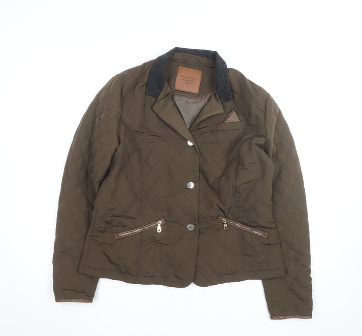 Massimo Dutti Women's Brown Quilted Short Jacket Size M