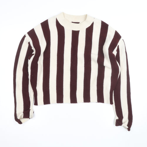 ASOS DESIGN Women’s Brown Stripe Crew Neck Knit Jumper M