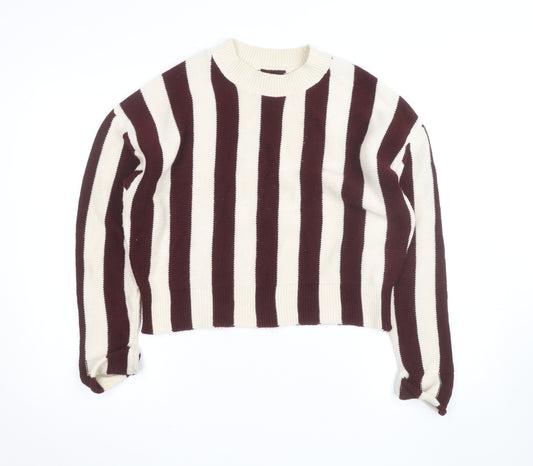 ASOS DESIGN Women’s Brown Stripe Crew Neck Knit Jumper M