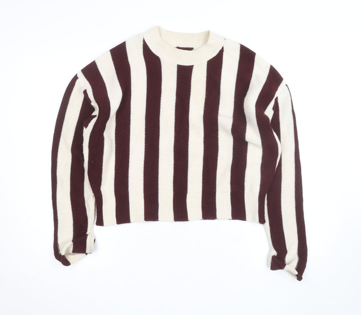 ASOS DESIGN Women’s Brown Stripe Crew Neck Knit Jumper M