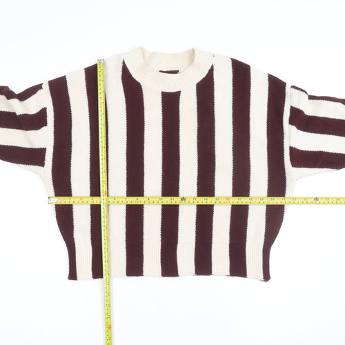 ASOS DESIGN Women’s Brown Stripe Crew Neck Knit Jumper M