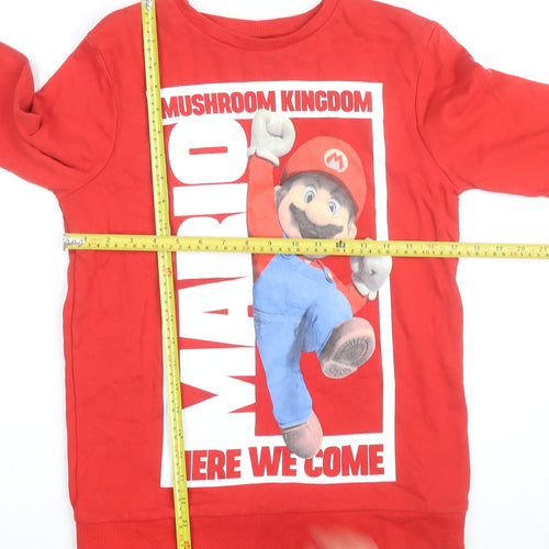 George Boys Red Super Mario Sweatshirt 13-14 Years Long Sleeve Pullover