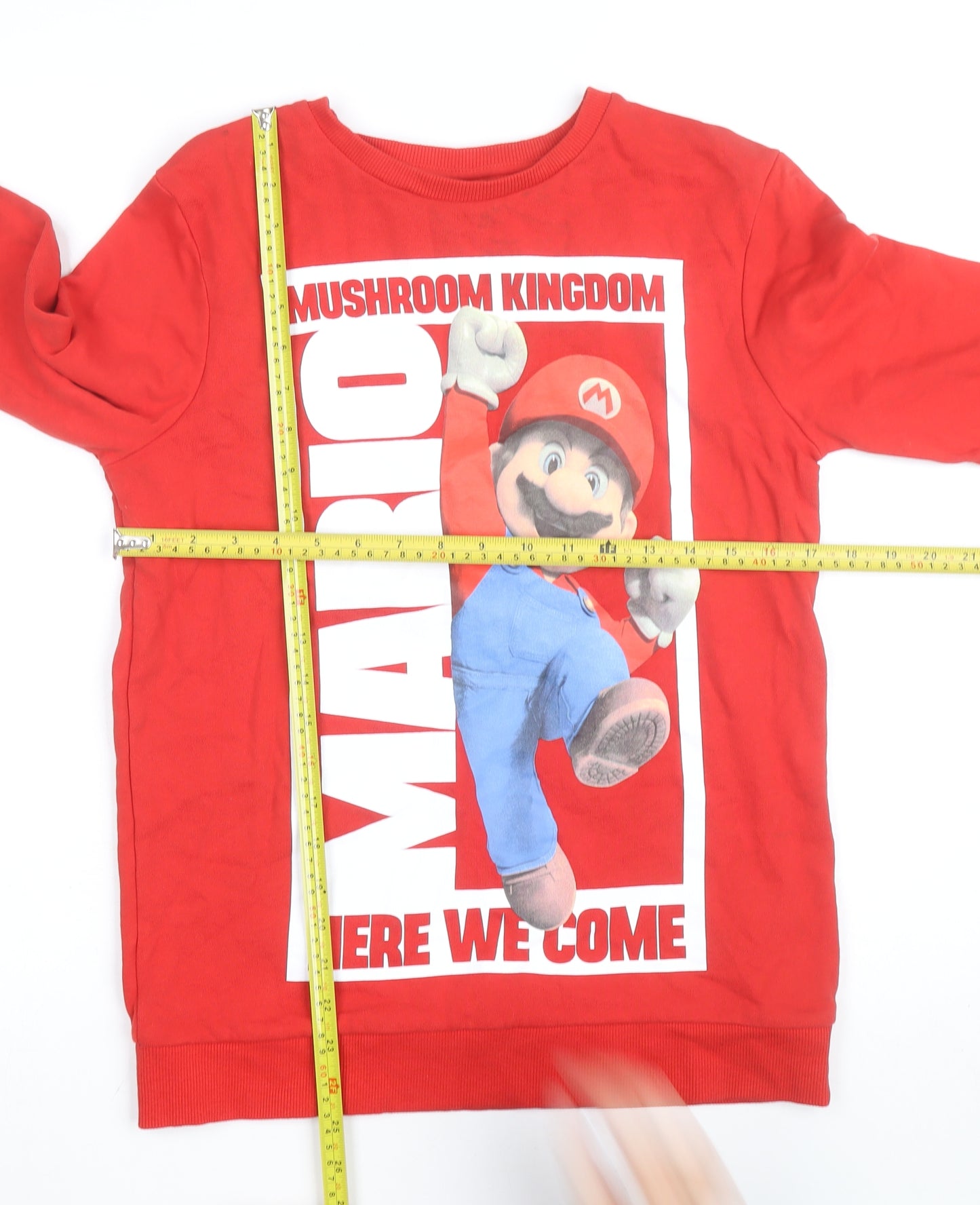 George Boys Red Super Mario Sweatshirt 13-14 Years Long Sleeve Pullover