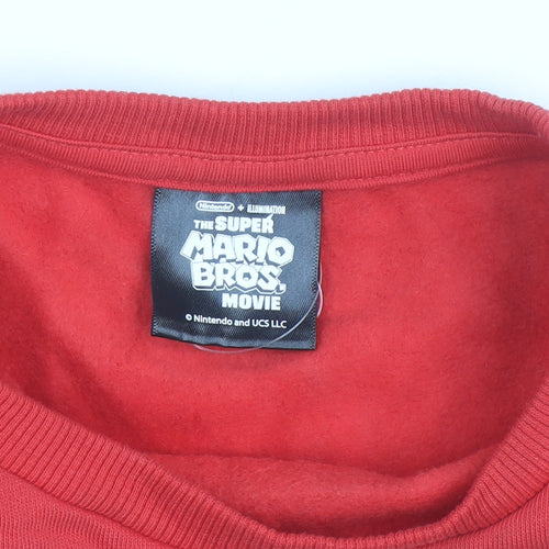 George Boys Red Super Mario Sweatshirt 13-14 Years Long Sleeve Pullover