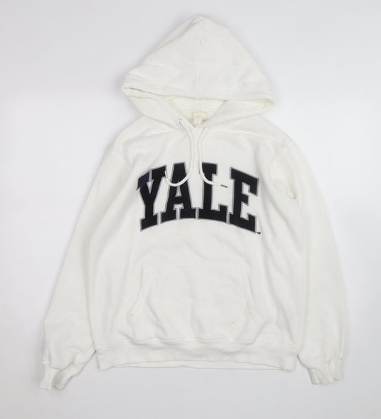 H&M L.O.G.G. Yale White Hoodie Women Small Pullover Sweatshirt