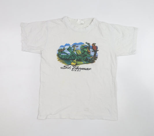 Supreme Resort Wear Men's White St. Thomas Graphic Cotton T-Shirt M
