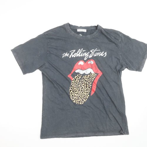 Stradivarius Womens Black Rolling Stones Graphic T-Shirt Size L